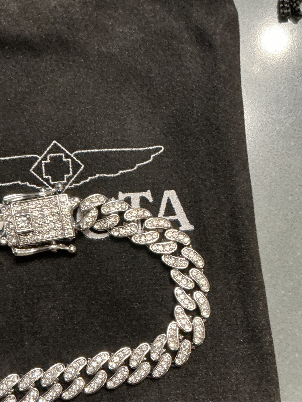 Invicta Silver Crystal Pavé Cuban Link Bracelet(80942) - Picture 5 of 13